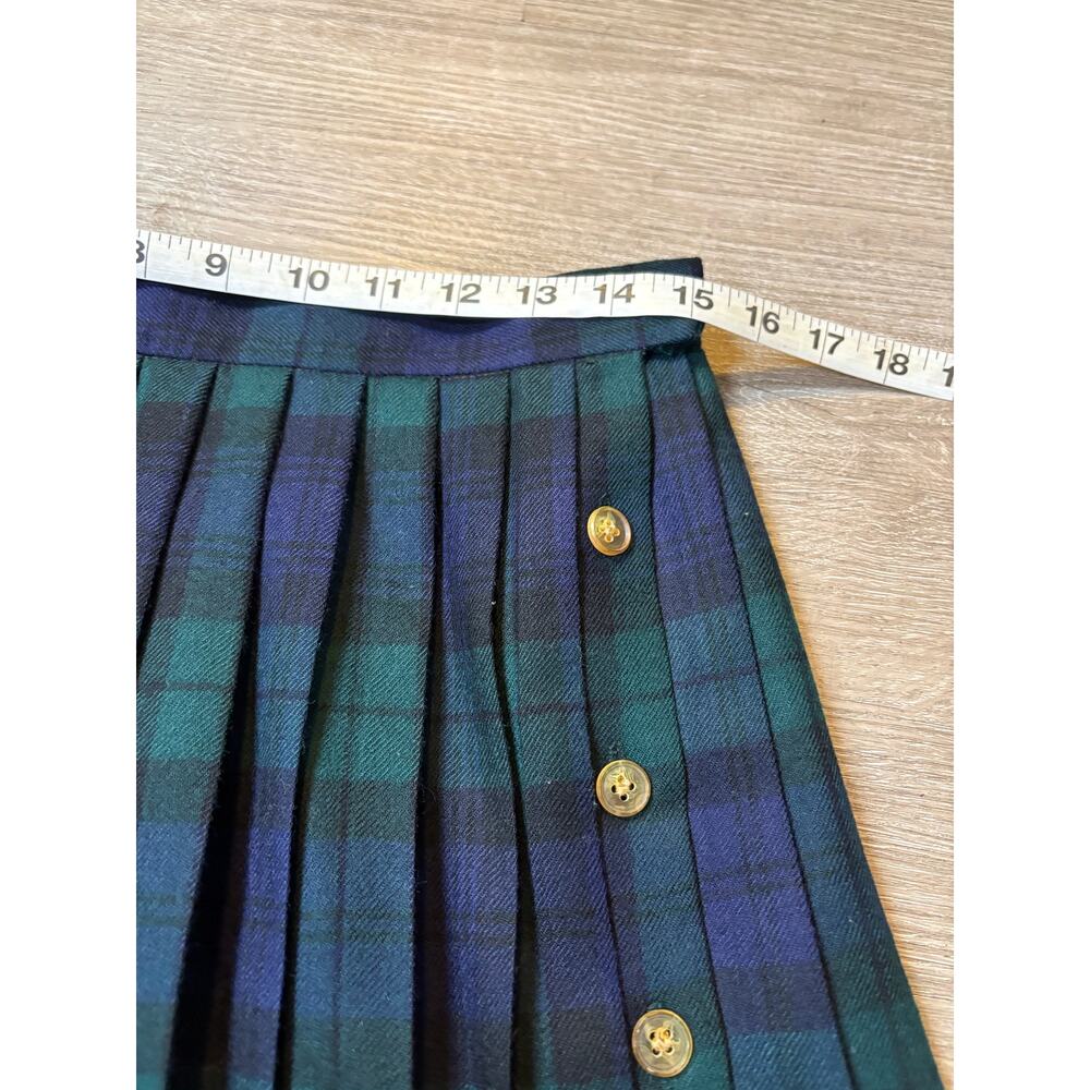 Vintage Wool Nightwatch‎ Plaid Pleated Midi Kilt Skirt Academia Preppy Classic M - Picture 8 of 8